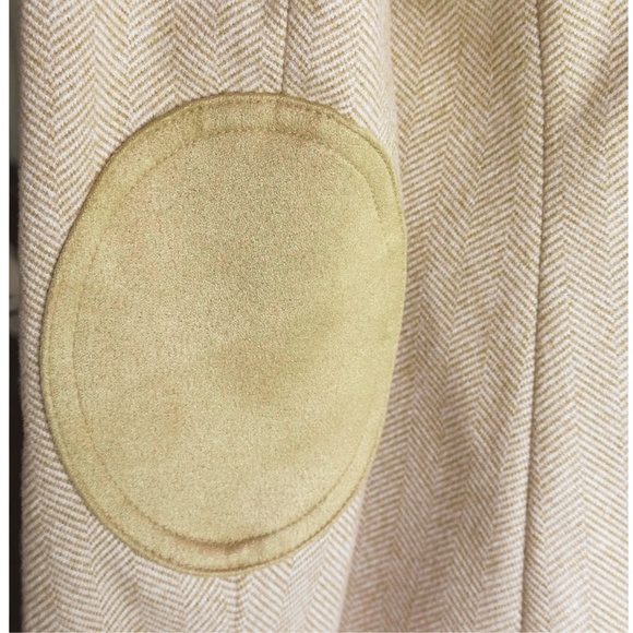 Fall Classic Jacket LOFT Camel Herringbone Blazer with Elbow Patches Sz 4P - Picture 8 of 12